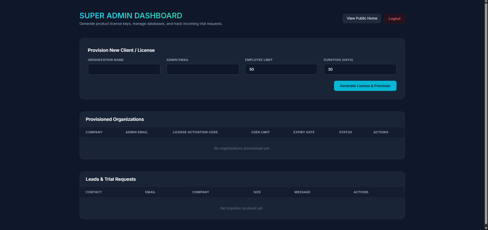 Super Admin Control System